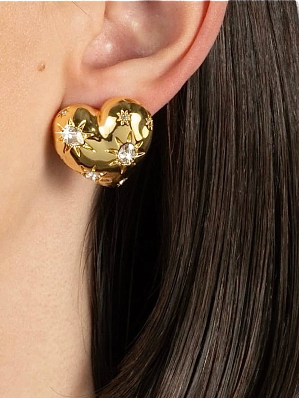 Alexis Bittar Starburst Crystal Puffy Heart Earrings